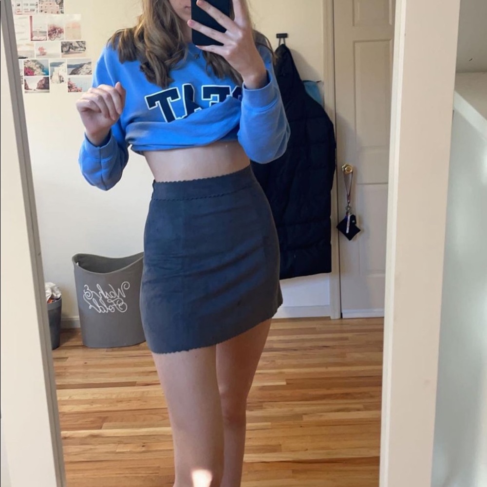 grey suede skirt